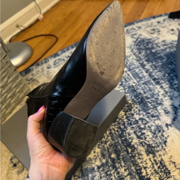 Thursday Boot Company Luna Black Croc-Embossed Ankle Boots - Picture 5 of 6